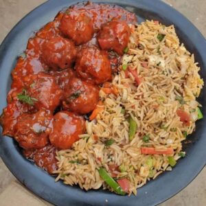 Veg Manchurian with Veg Fried Rice